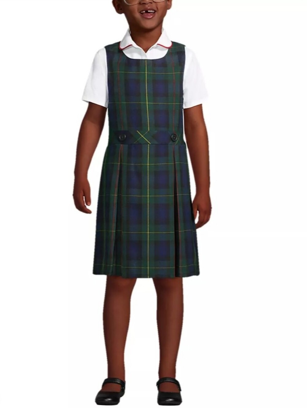 Lands End Girls Green Plaid School Jumper Dress Vintage Inspired Y2K Cottagecore